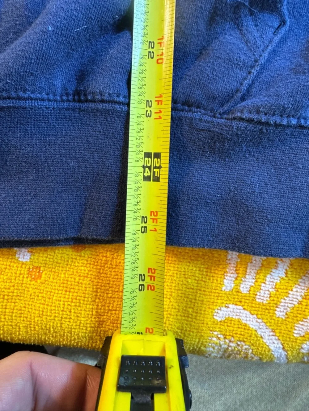 Stadium Athletics Navy Hoodie with Yellow 'M' Logo - Picture 3 of 5